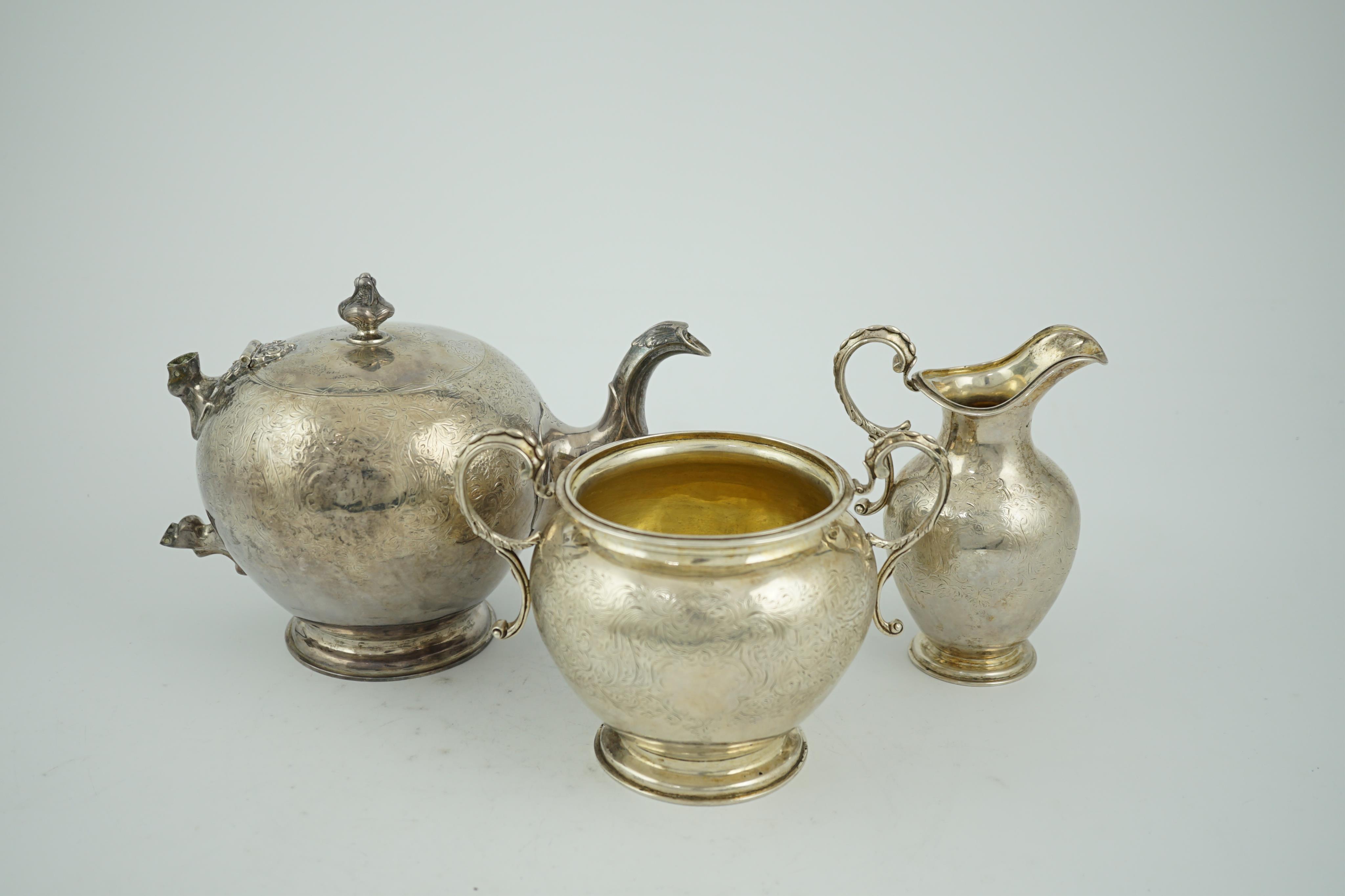 A Victorian Scottish silver three piece tea set, by Marshall & Sons, CITES Submission reference RDENZBMA